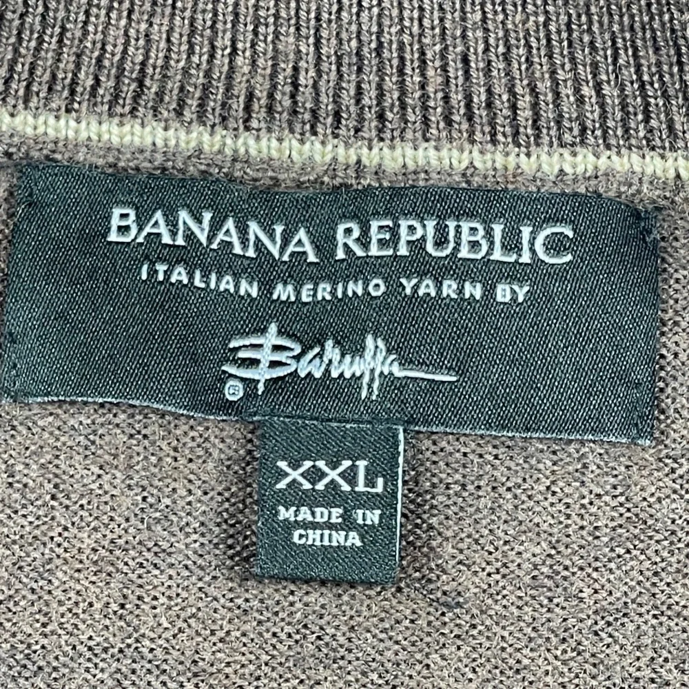 Banana Republic‎ Quarter Zip Mens XXL Brown Italian Merino Wool Baruffa Sweater